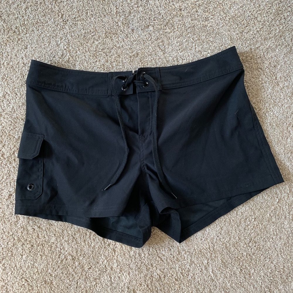 Black tie up shorts